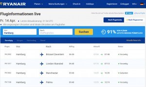 Ryanair Flug verfolgem | Ankunft und Abflug