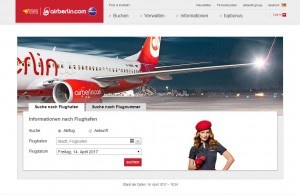 Den Flugstatus mit Abflug und Ankunft prüfen bei Air Berlin