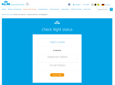 KLM Airline Flugstatus